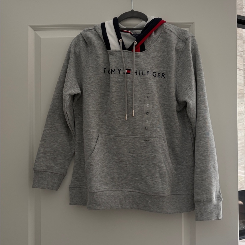 Tommy Hilfiger Gray Hoodie with Tricolor Accents